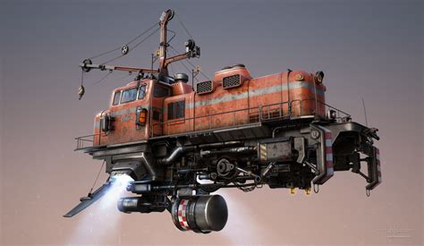 Artstation Freightliner Tomi Väisänen Steampunk Vehicle Steampunk