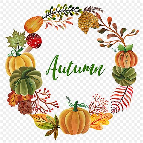 Watercolor Autumn Wreath Autumn Watercolor Color Png And Vector With