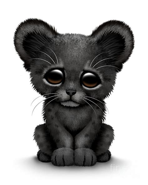 Cute Baby Black Panther Cub Digital Art By Jeff Bartels Pixels
