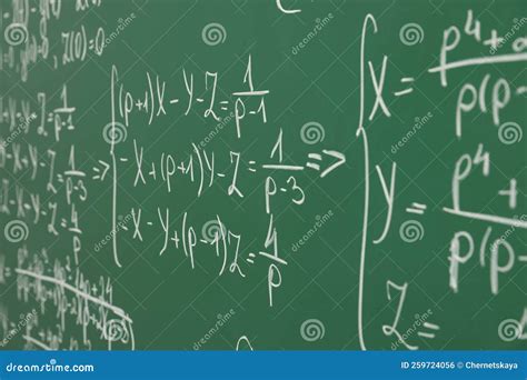 Many Different Math Formulas Written On Chalkboard Closeup Editorial