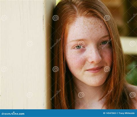 Closeup Of Redhead Girl With Freckles Stock Image Image Of People Alone 14547065