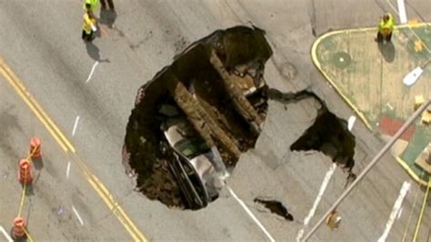Giant Sinkhole In Ohio Swallows Car Driver Trapped Inside Video ABC News