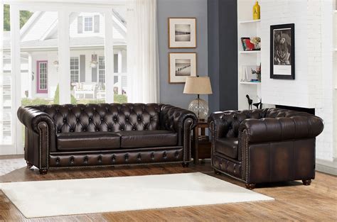 Brown Leather Sofa Suzanne Full Top Grain Brown Leather Sofa