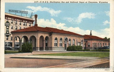 C B And Q Burlington Bus And Railroad Depot Cheyenne Wy Postcard