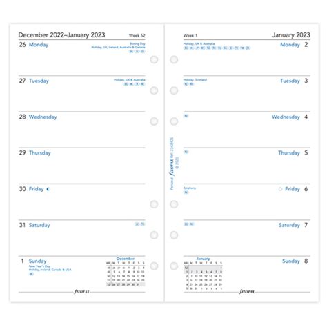 Filofax Week On One Page Diary Personal 2023 English Jarrold Norwich
