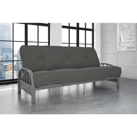 Dhp Aiden Full Size Futon Frame In Silver 3273408 The Home Depot