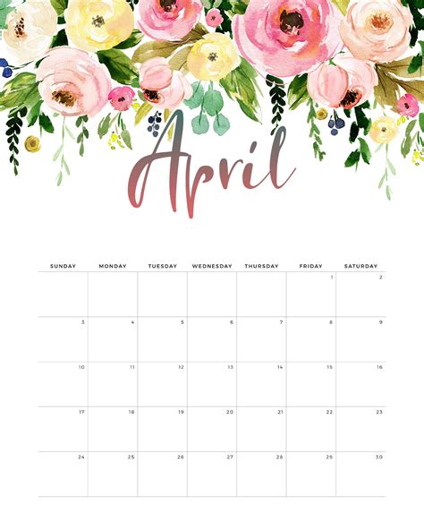 Cute April 2022 Calendar Printable