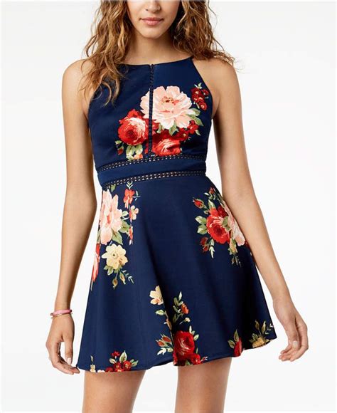 Bcx Juniors Floral Print Fit And Flare Dress Fit Flare Dress Fit And