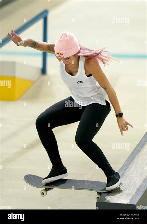 leticia bufoni during the women s semi final heats during the street league skateboarding world