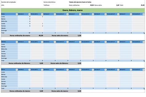 Control De Horas Trabajadas Plantillas Excel