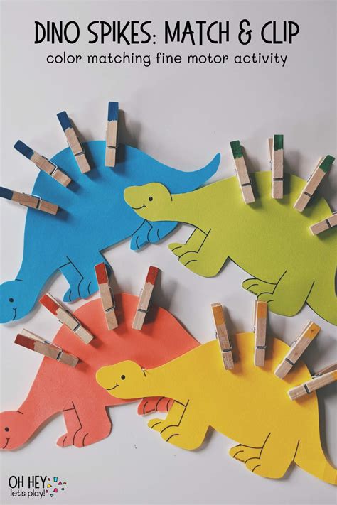 Dino Spikes Match And Clip Fine Motor Activity 2 Oh Hey Lets Play