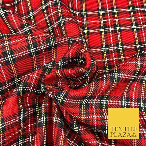 Royal Stewart Red Tartan Polyester Viscose Fabric Material Etsy