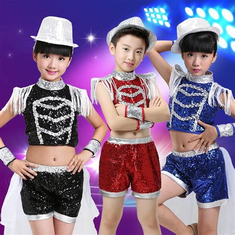 Conjuntos De Ropa De Baile De Jazz Para Niños Y Niñas Traje De Baile Moderno Con Lentejuelas