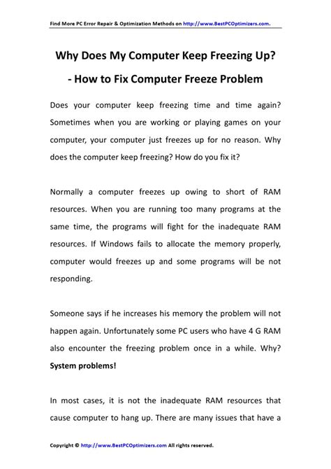 For the computer that's still running in a frozen state if the physical computer or the virtual machine is still freezing, use one or more of the following methods for troubleshooting: Why Does My Computer Keep Freezing Up - How to Fix ...