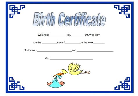 Cute Birth Certificate Template 16 Complete Designation