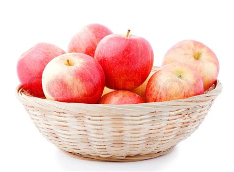 Basket Of Apples Isolated On A White Stock Image Colourbox