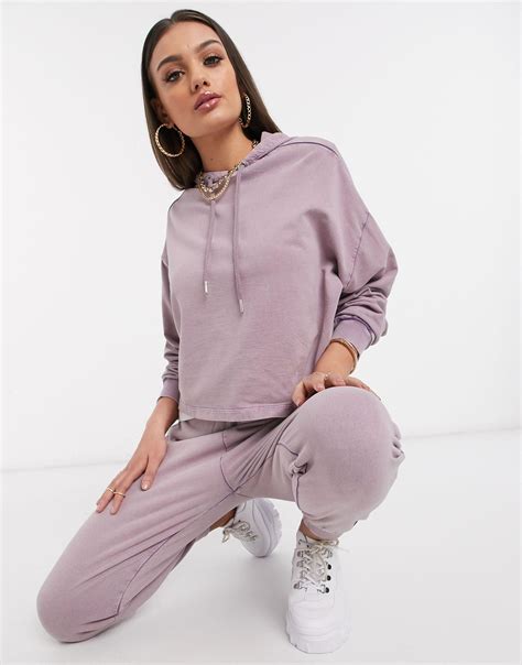 Asos Asos Design Petite Tracksuit Hoodie Jogger In Purple Lyst