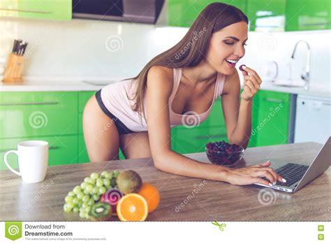 Beautiful Girl In The Kitchen Stock Photo Image Of Look
