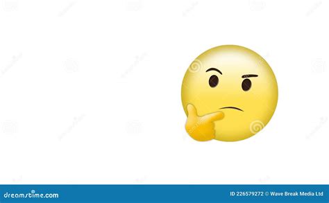 Digital Animation Of Thinking Face Emoji Icon Moving Against White