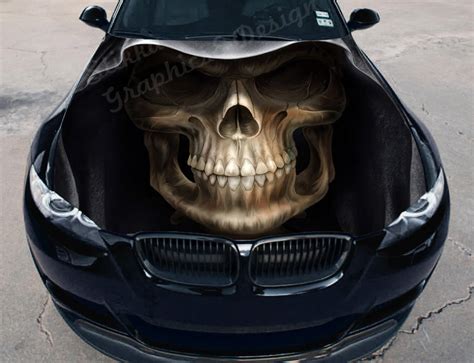 Vinyl Car Hood Full Color Wrap Graphics Decal Death Face Skull