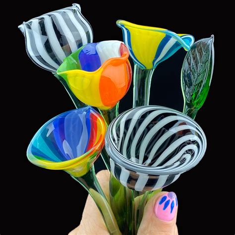 Blown Glass Flowers Glass Art Flowers Custom Design Flower Etsy In