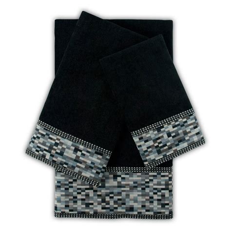 Sherry Kline Oreville Black 3 Piece Embellished Towel Set