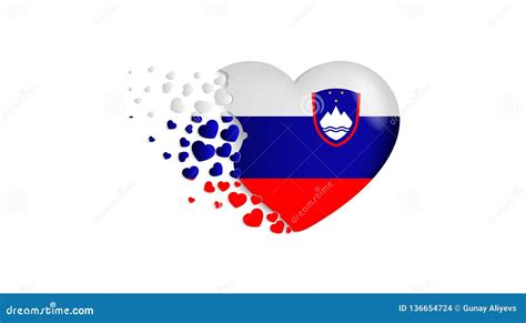 National Flag Of Slovenia In Heart Illustration With Love To Slovenia