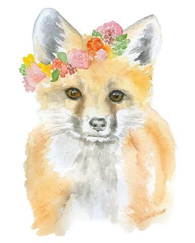 Tabbies' patterns may be swirled like marble, which is called classic coloring. Deer Fawn with Flowers Watercolor | Watercolor fox, Art ...