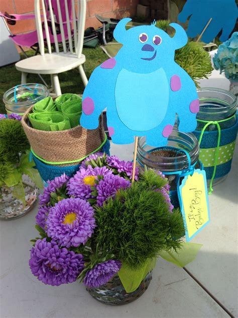 Monsters Inc Baby Shower Centerpieces Wild Flowers Mason Jars And