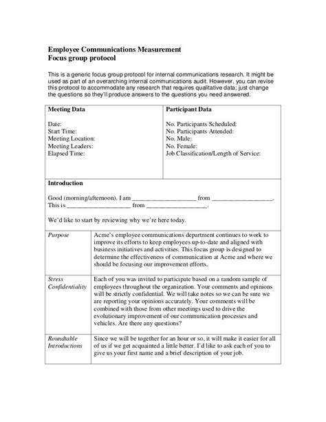 Focus Group Note Taking Template New Professional Template