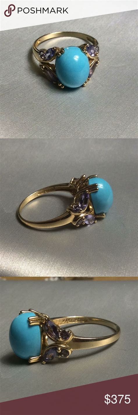 Kt Yellow Gold Turquoise Ring Nwot In Turquoise Gold Ring