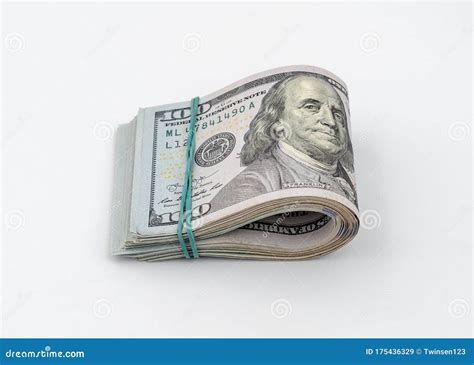 Stack Of American Dollars Tied With Rubber Band For Money Stock Image