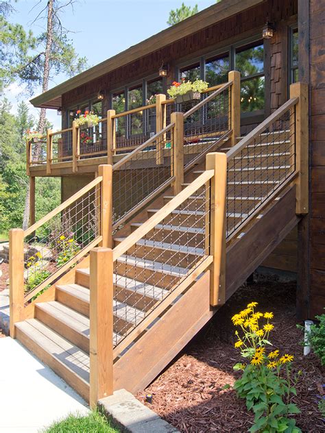 The field between the newel/deck posts was filled with galvanized wire mesh, 3×3 or so, that was sandwiched in a wood frame. Railing - BlueLinx Corporation