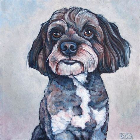 12 X 12 Custom Pet Dog Portrait Acrylic Painting On Gallery Wrapped