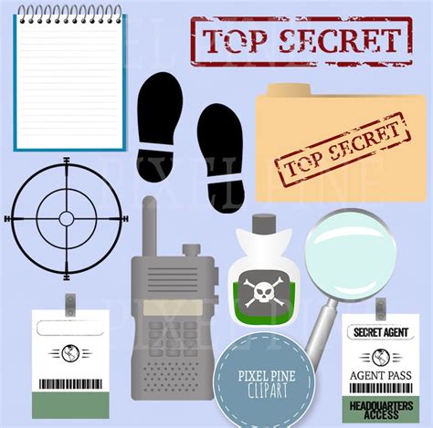 Spy Clipart Set Secret Agent Themed 30 Pngs 5 Detective Etsy