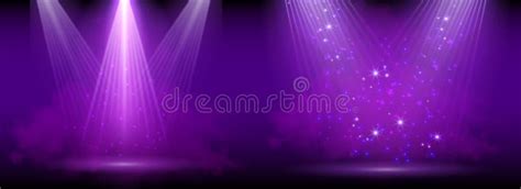 Purple Spotlight Set Of Bright Lighting With Spotlights Of The Stage