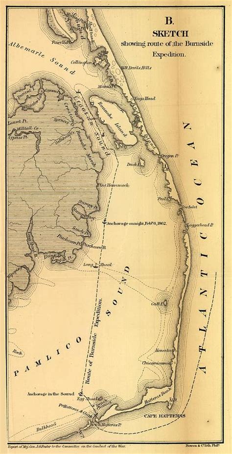 Vintage Map Of The Outer Banks 1862 Drawing By Cartographyassociates