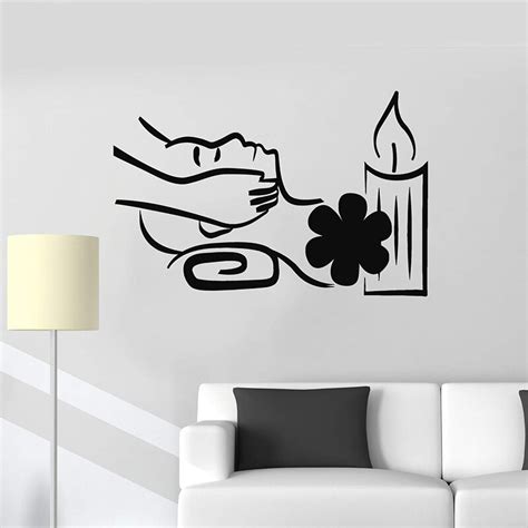 spa room vinyl wall decal relax head massage woman relaxing decor stickers wall mural unique