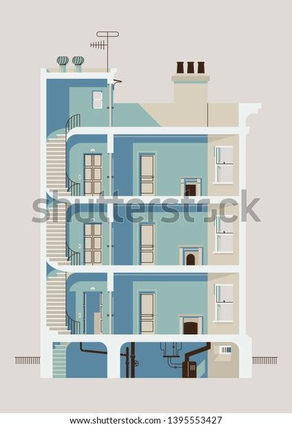 Stylish Downtown Residential Three Story Building Stock Vector Royalty