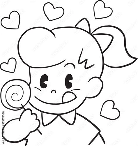 Girl Candy Cartoon Doodle Kawaii Anime Coloring Page Cute Illustration