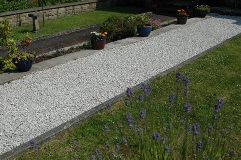 A Neat And Clean White Limestone Gravel Path Rockery Stones