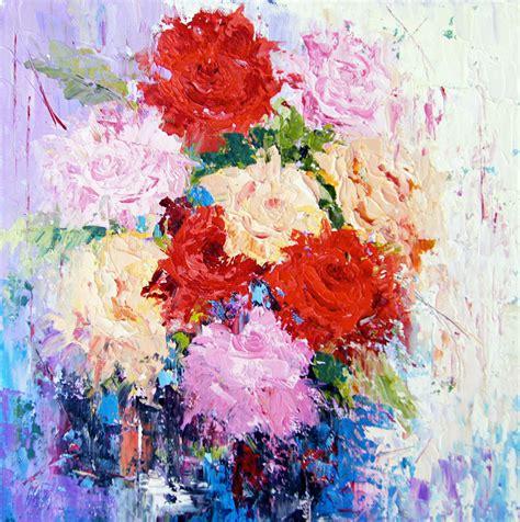 Palette Knife Painters International Abstract Roses Impressionist
