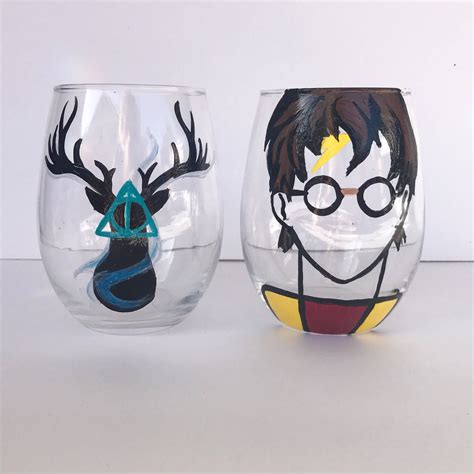 Harry Potter Stemless Wine Glass Set Listing 551646352 Harry Potter