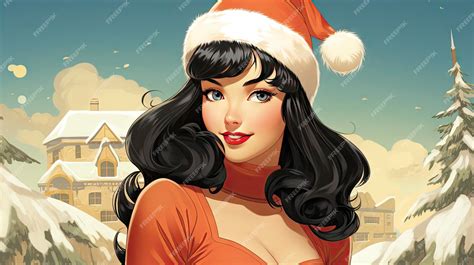 premium ai image illustration of woman with pinup style dressed as santa claus delivering