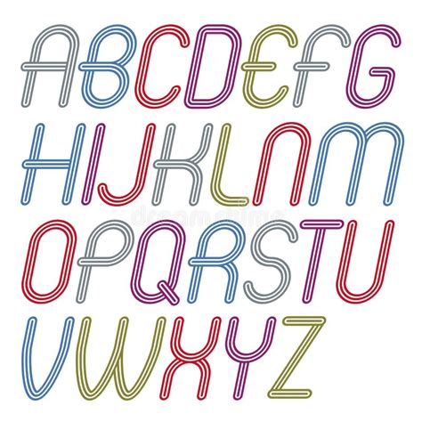 Vector Cool Capital Alphabet Letters Collection Retro Italic Rounded