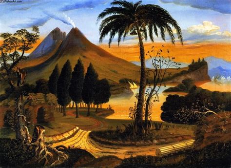 Thomas Chambers Paysage avec le Vésuve Landscape paintings Thomas
