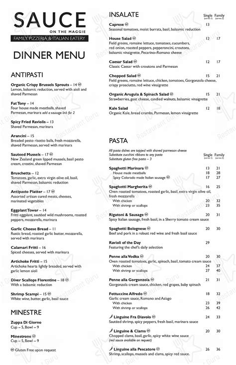 Menu At Sauce On The Maggie Pizzeria Breckenridge