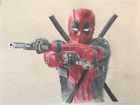 Deadpool Drawing Done With Castell Polychromo Pencils Drawing 2 Of 48
