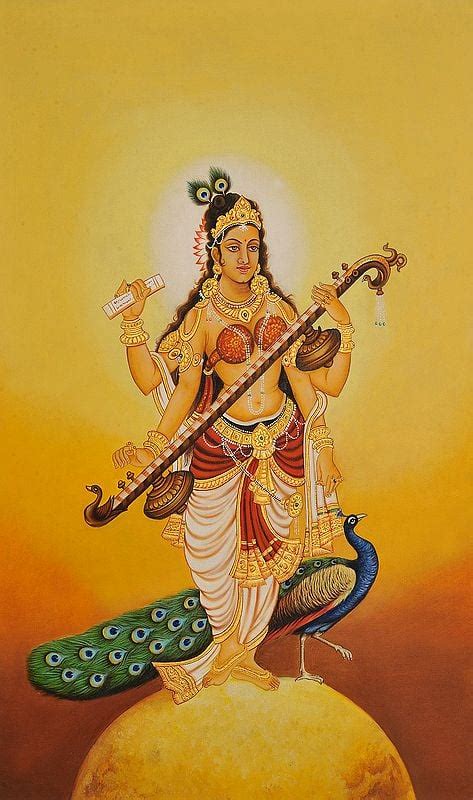 Goddess Saraswati Attracted By The Cosmic Rays Of Sun Exotic India Art