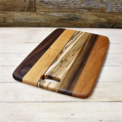 Large Wood Cutting Board Mixed Woods Walnut Cherry And Ambrosia Maple Wood